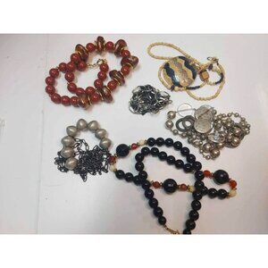 Lot of 6 Necklaces different materials, Boho / Retro